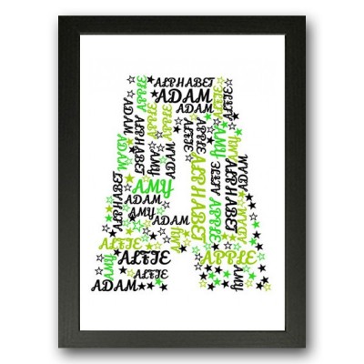 Alphabet Letter A Personalised WordArt Gift